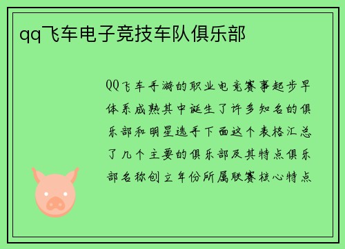 qq飞车电子竞技车队俱乐部
